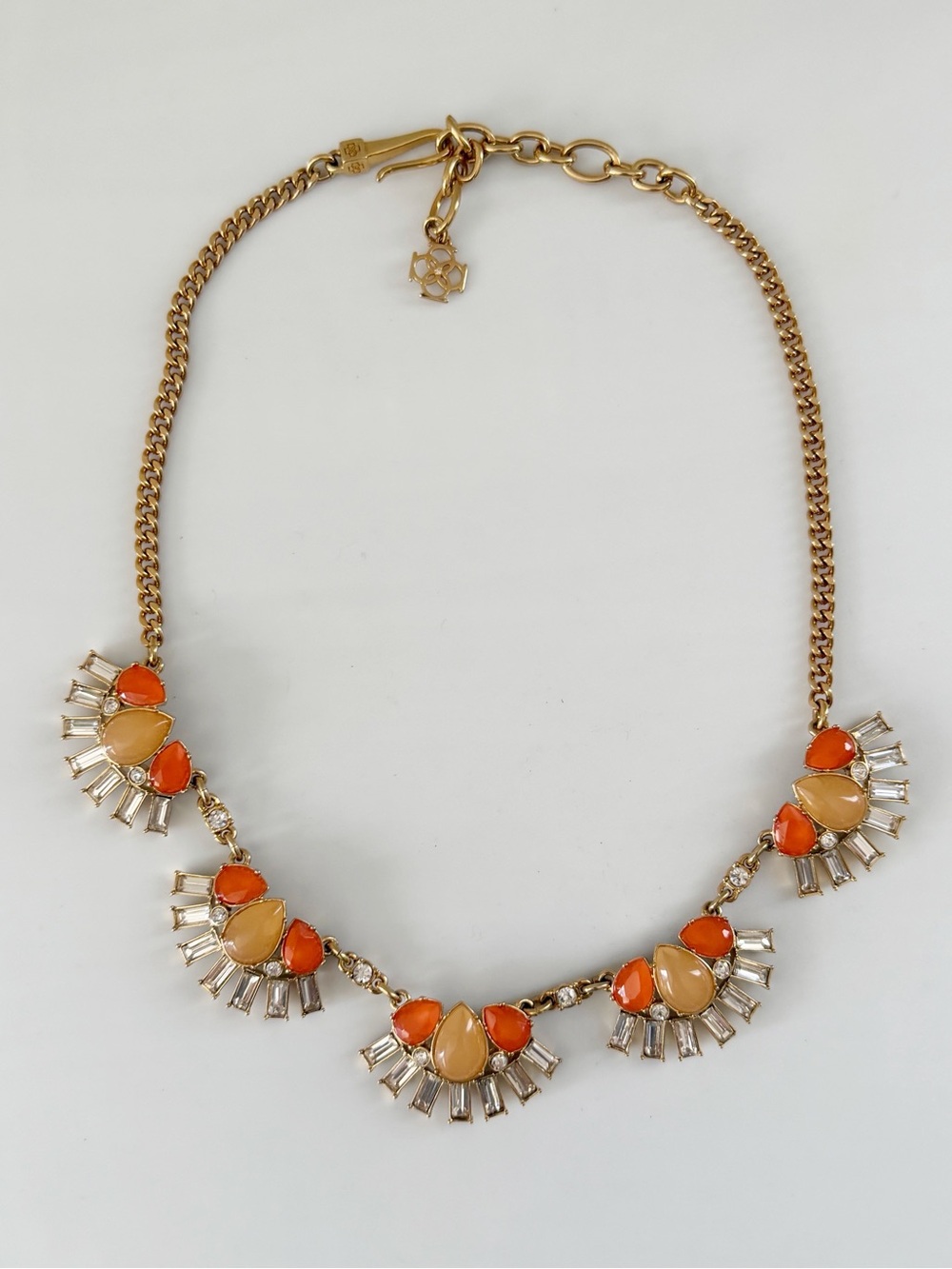 Ann Taylor Gold Tone Rhinestones Chain Statement Necklace Coquette Preppy